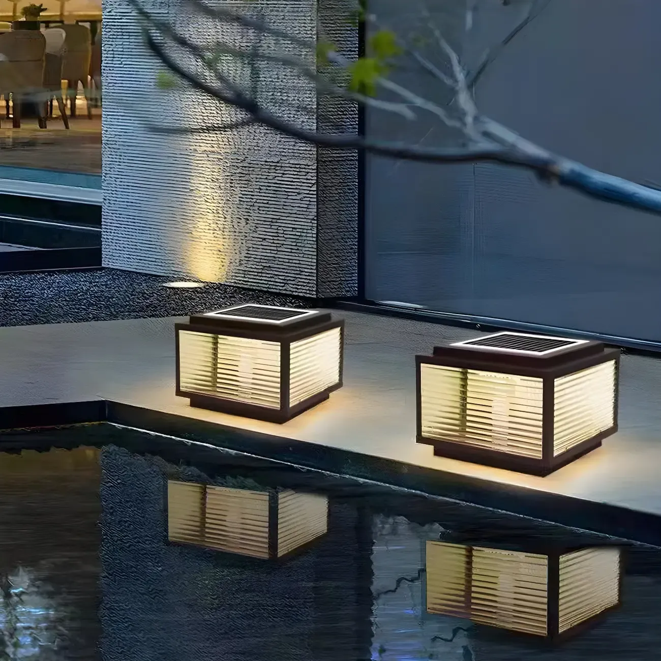 Modern Square Black Solar Outdoor Post Lights