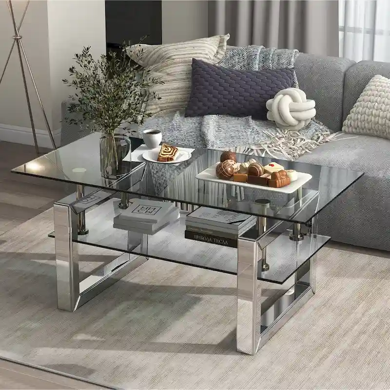 Transparent tempered glass coffee table, coffee table