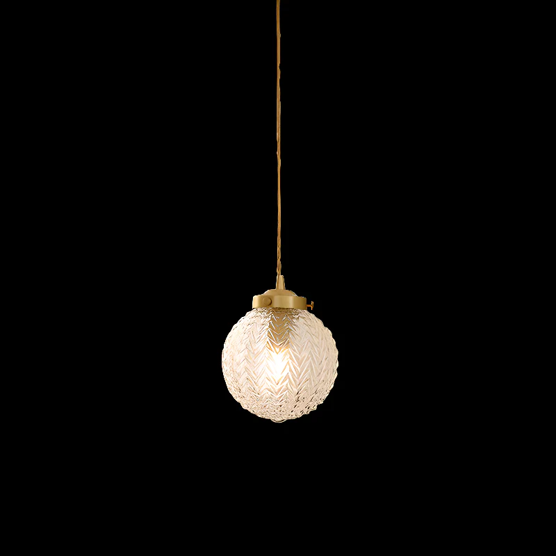 Modern Gold Carved Glass Globe Pendant Light