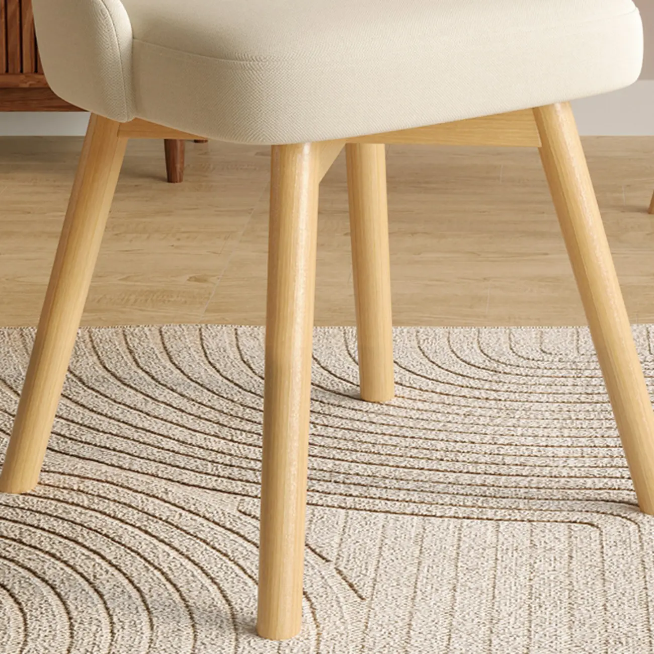 White Fabric Upholstered Solid Back Dining Chair