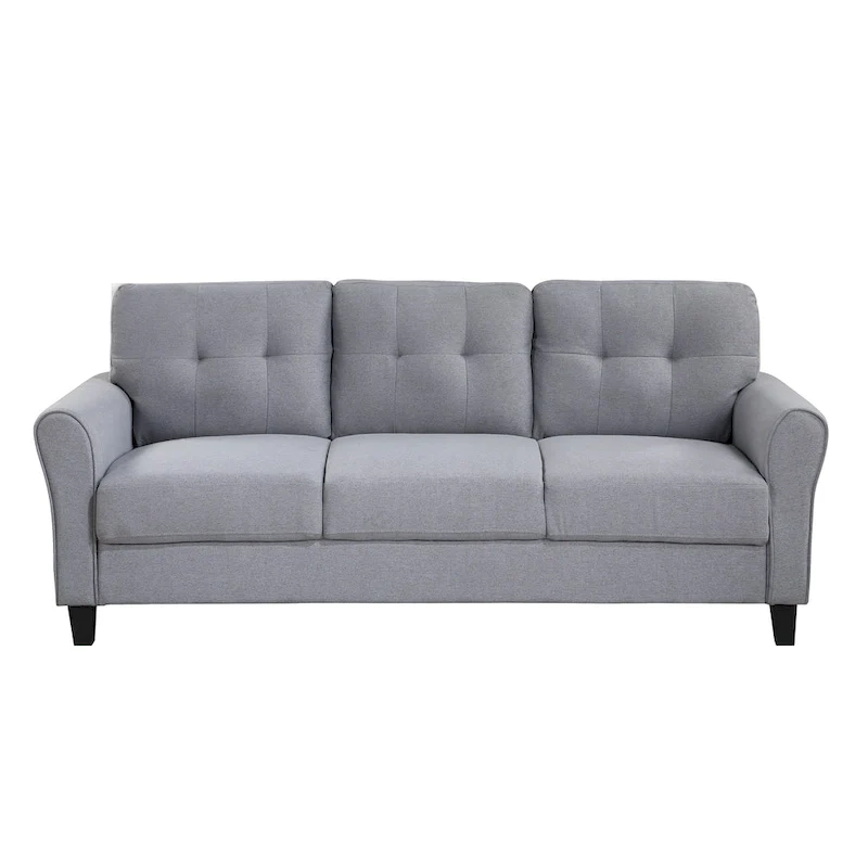 Grey Linen Upholstered Couch Sofa - 30.00 x 79.90 x 34.50