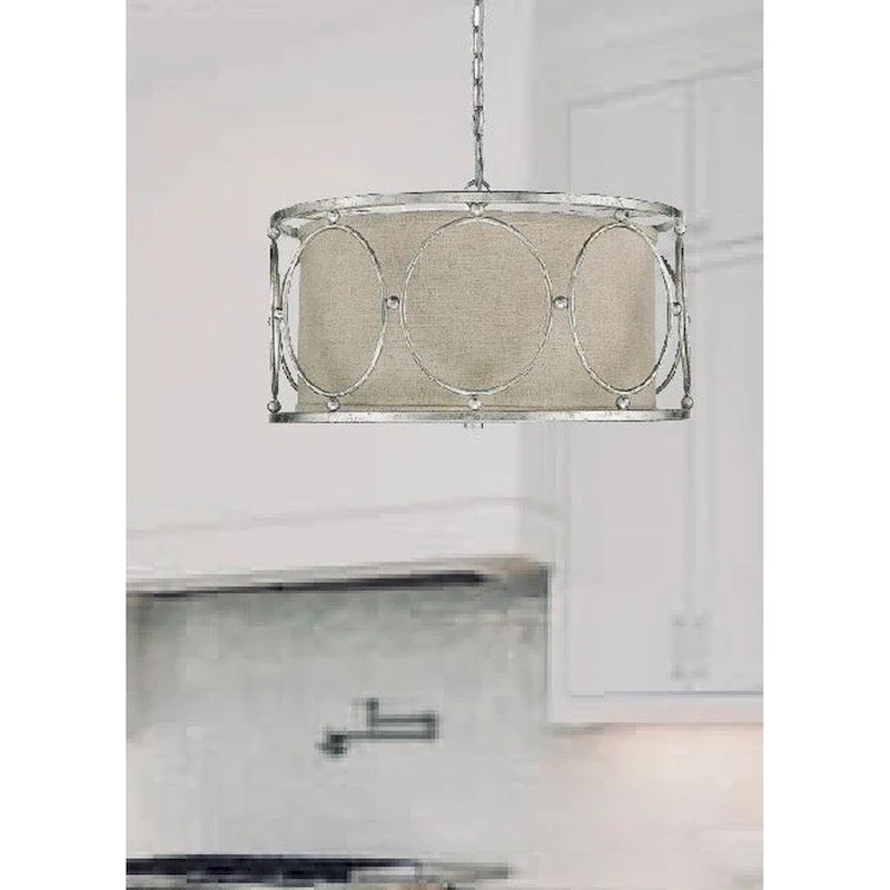 Distressed Silver Farmhouse 3 Light Drum Pendant