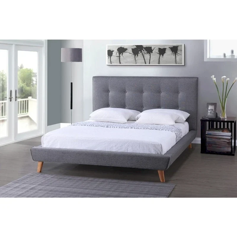 Carson Carrington Svinninge Mid-century Grey Upholstered Platform Bed