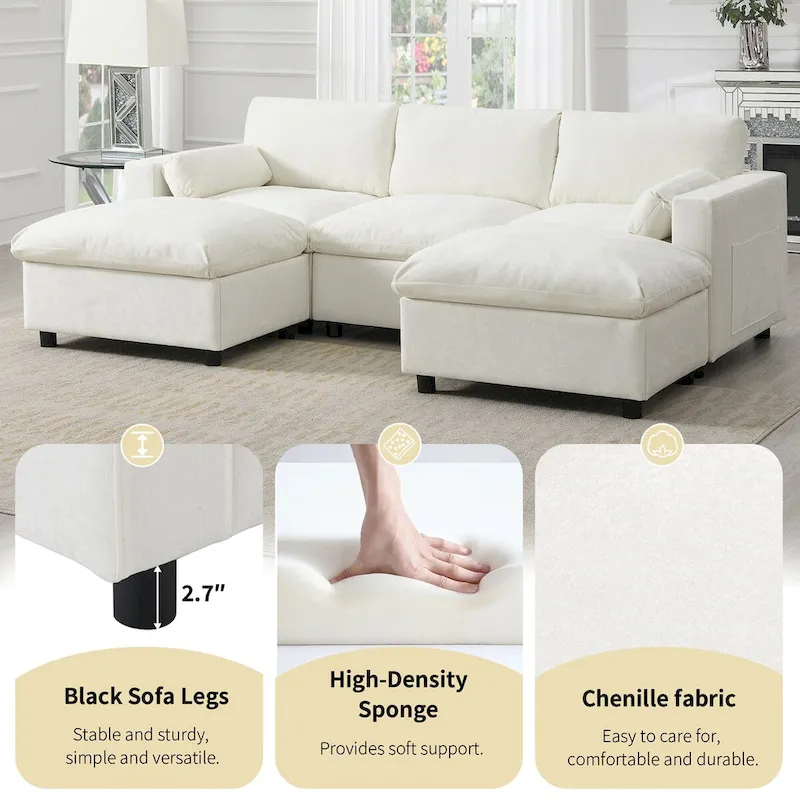 Merax 5 Seat U Shaped Sleeper Couch Set