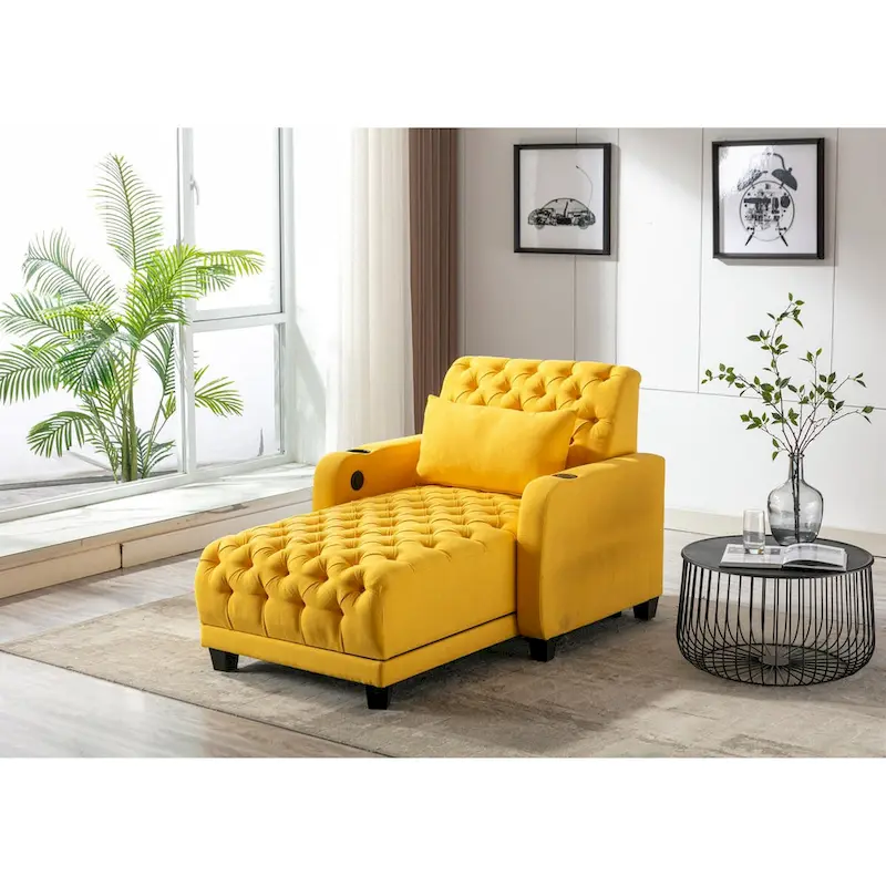 Clihome Tufted Reclining Chaise Lounge