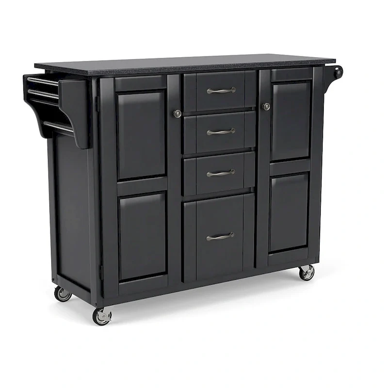 Homestyles Black Wood Kitchen Cart - 48 x 18 x 36