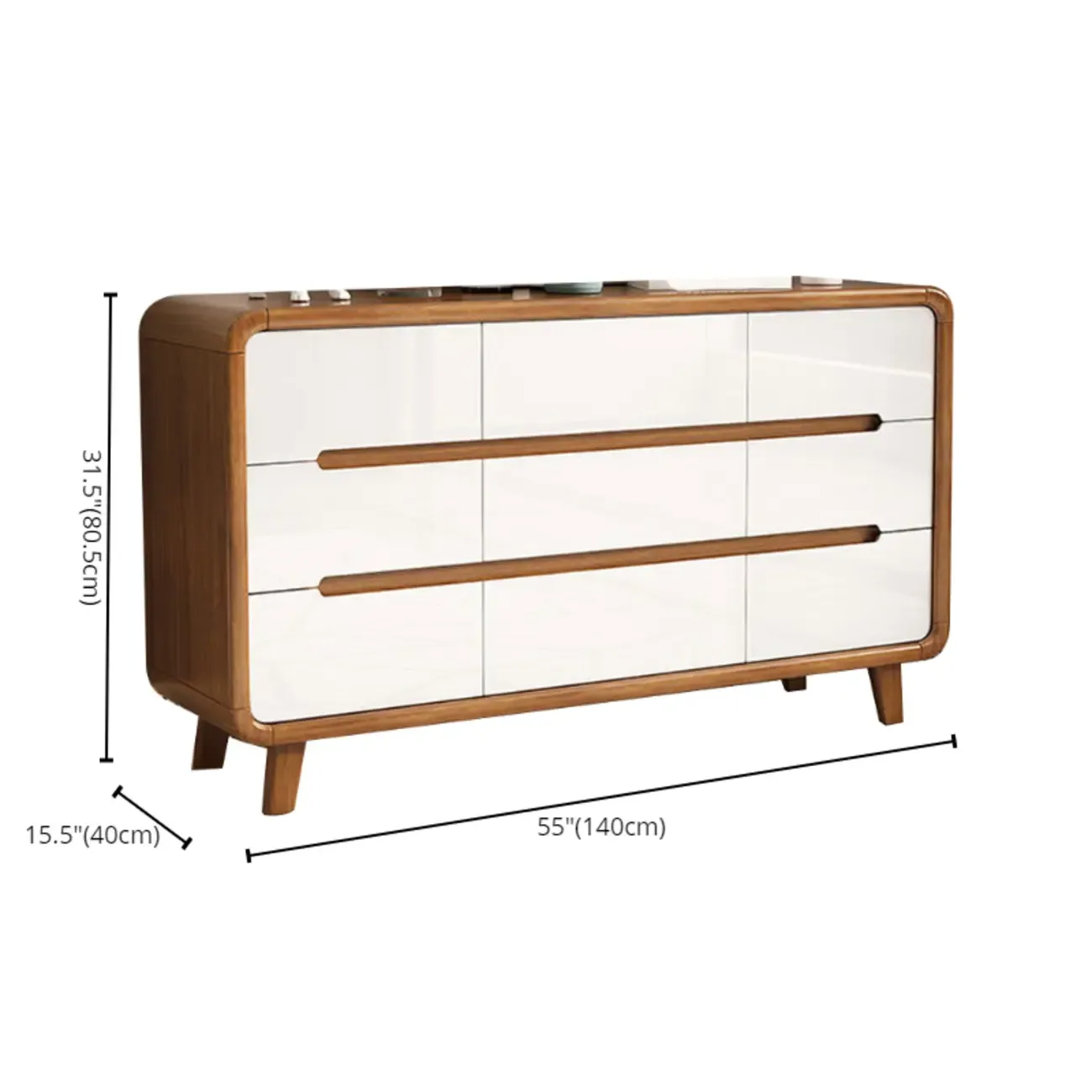 Elegant Large Brown White Wood Bedroom Chests with 9 Drawer