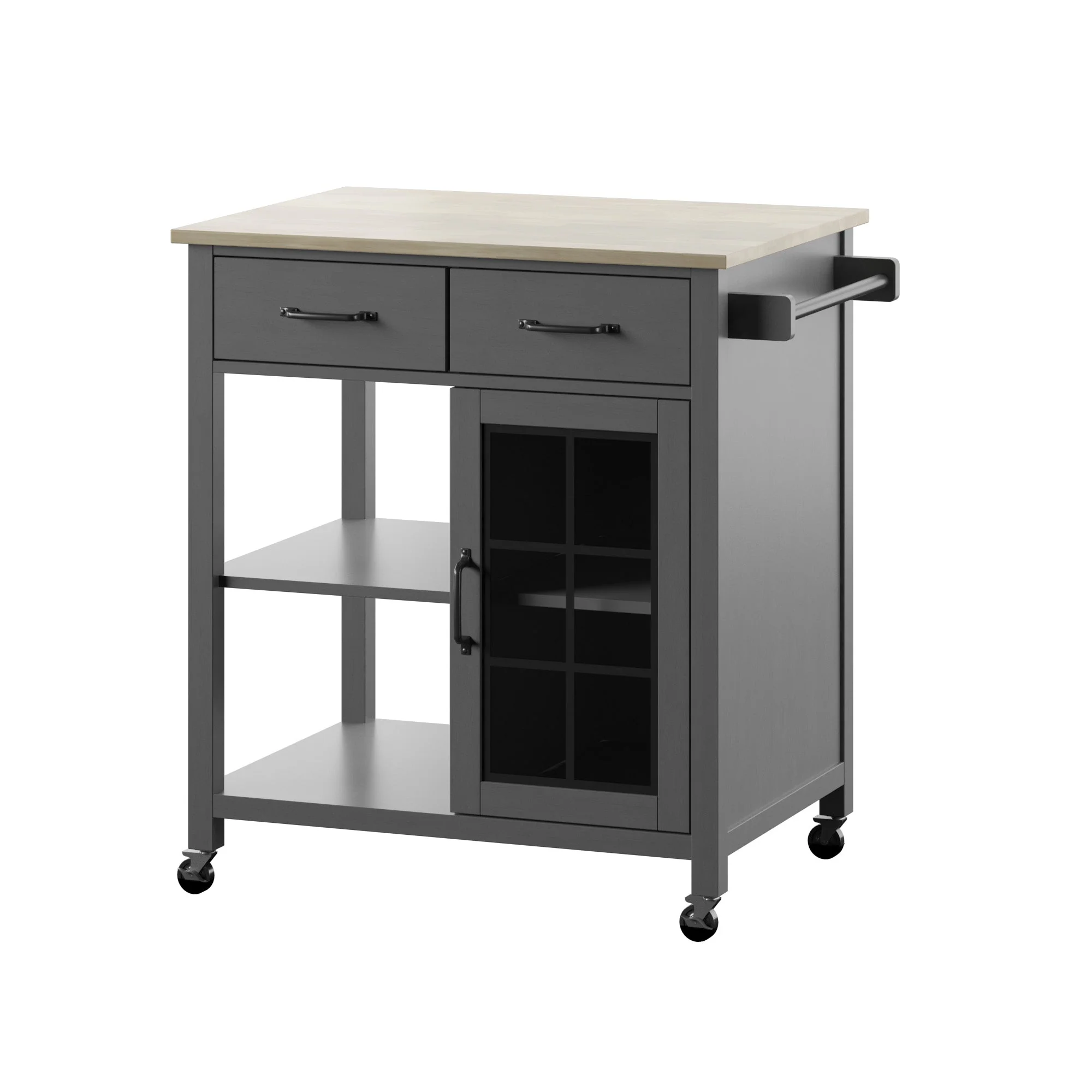 Compact Rolling Kitchen Island Cart with Storage