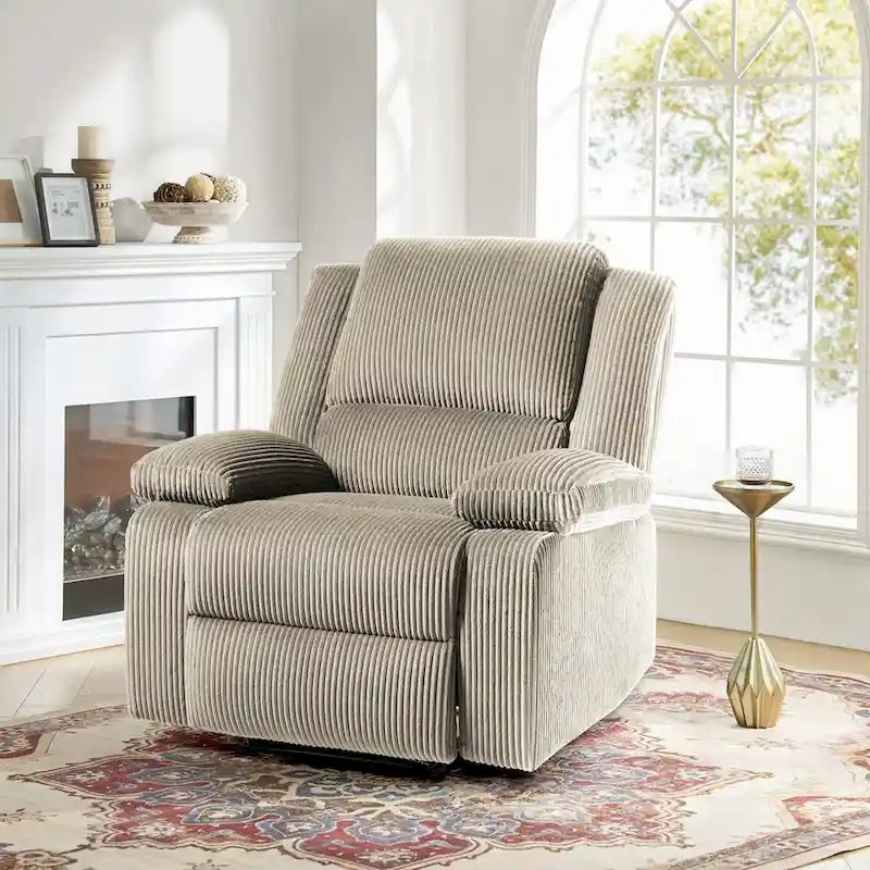 Vegan Leather Upholstered Push Back Manual Recliner Chair