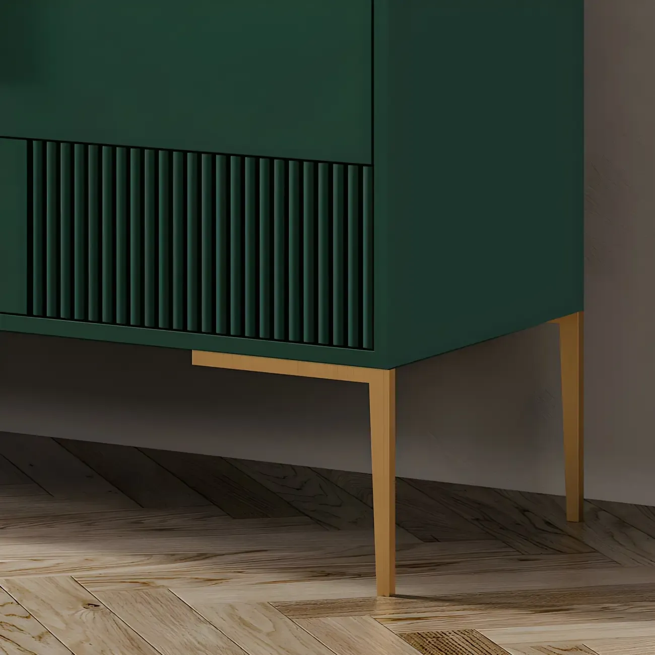 Elegant Wooden Sideboard with Drawers in Green/Grey
