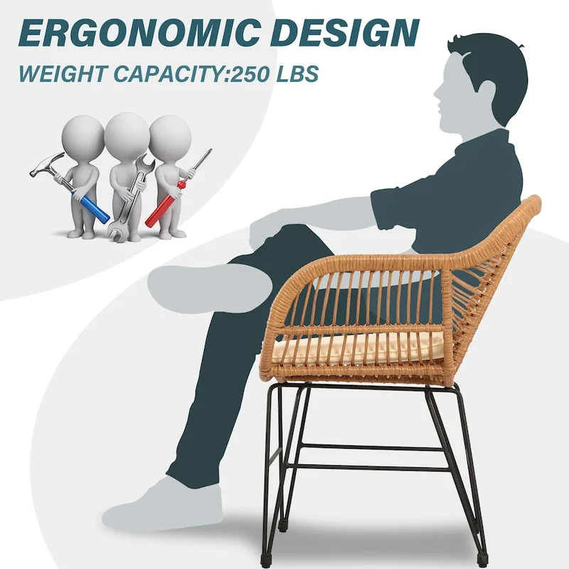 Vrakae Upgraded 3 Piece Outdoor Patio Bistro Set