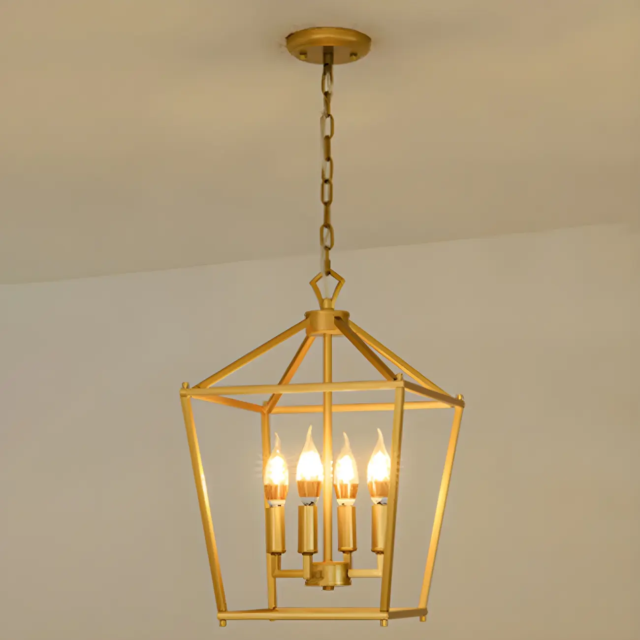 Adjustable Industrial Metal Lantern Caged Candle Chandelier