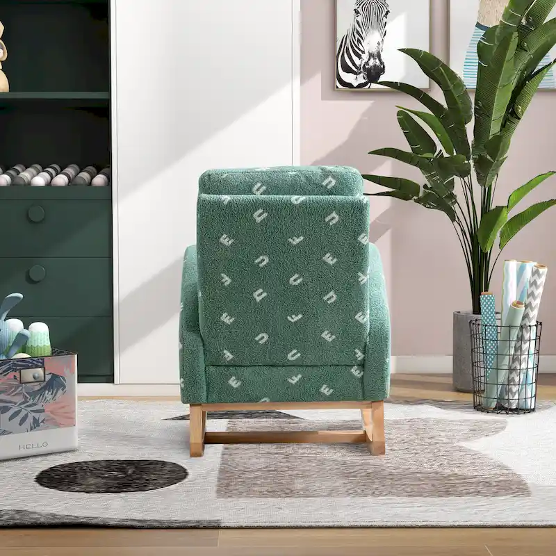 Green 26.8 Upholstered High Back Rocking Chair with Side Pocket