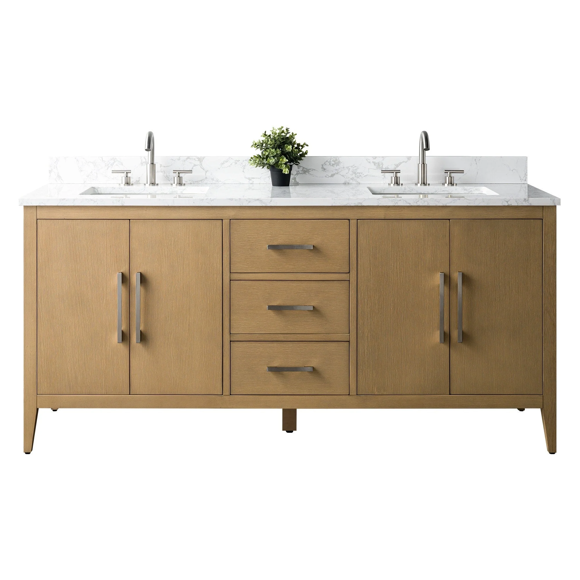 Vanity Art 72 Double Sink Bathroom Vanity Cabinet with Engineered Marble Top