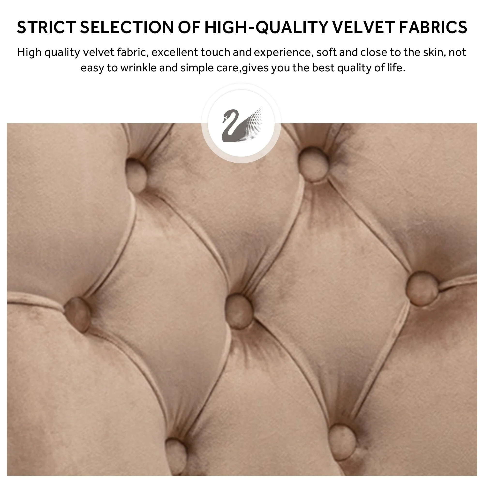 Upholstered Tufted Velvet Dining Chair with Solid Wood Legs Set of 6