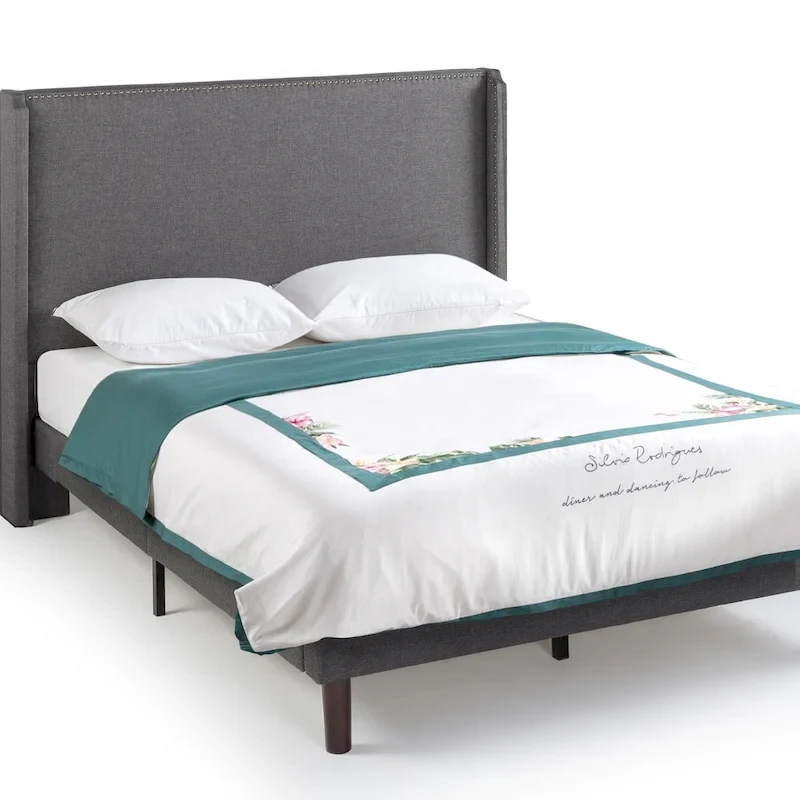 Priage by Zinus Upholstered Wingback Platform Bed
