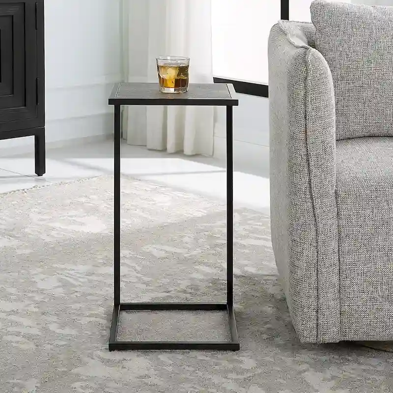 Antique Black Iron and Shagreen Accent Table by Matthew Williams