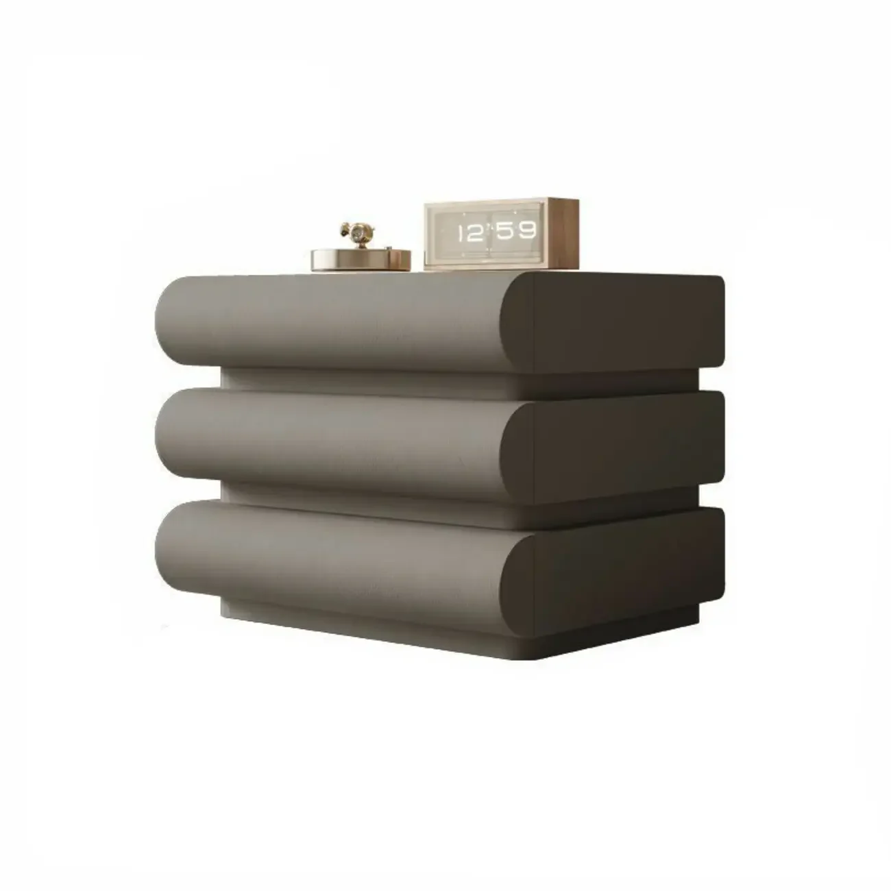 Modern White Pine Wood Leather 2-Drawer Nightstand