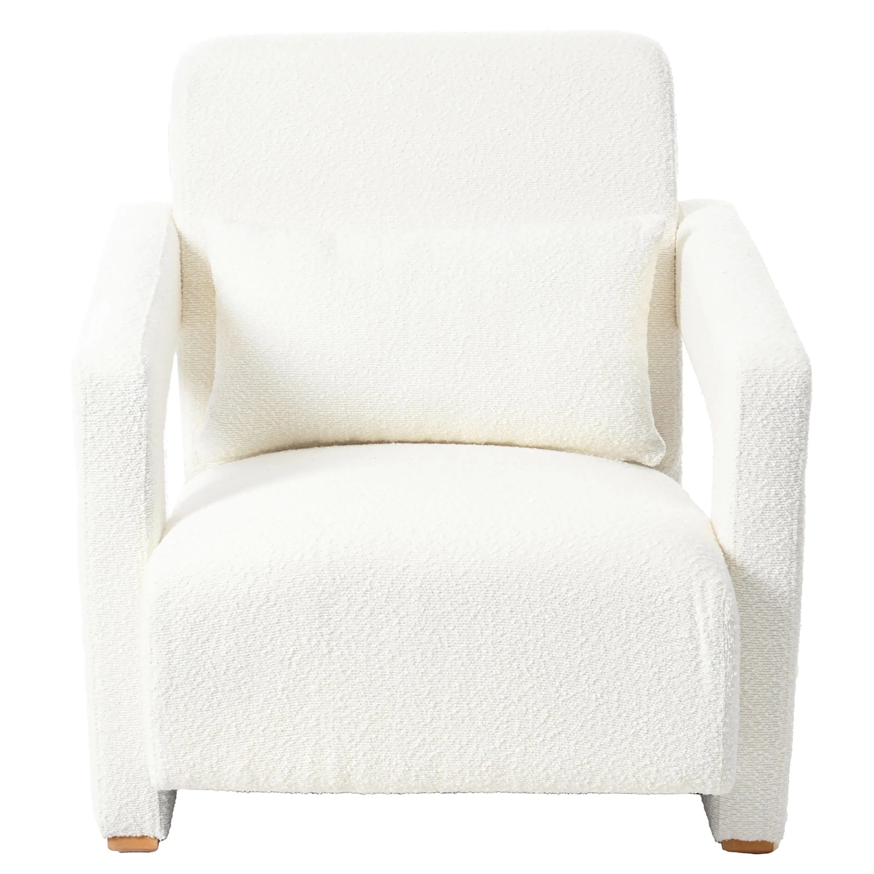 Modern Accent Lounge Chair with Wooden Block Legs and Armrests