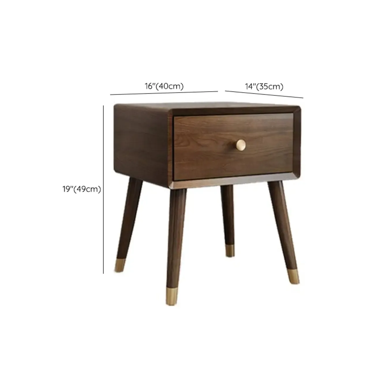 Traditional Natural Wood Nightstand with 2 Drawers