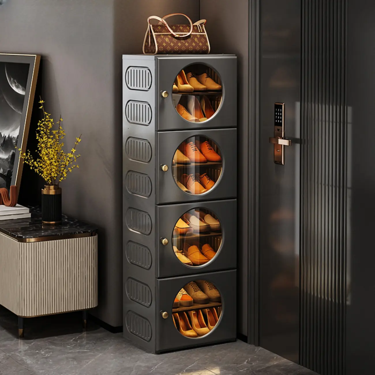 Space-efficient Modern Foldable White Plastic Shoe Cabinet