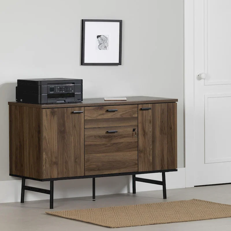 2-Door Office Credenza with File Drawer and Adjustable Shelves – Modern Style