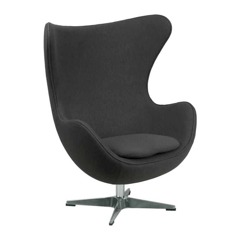 Mid-Century Modern Wool Fabric Tilt Swivel Lounge Chair