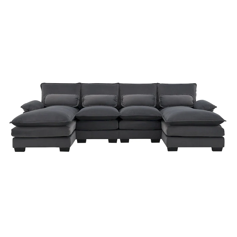 Modern Upholstered 6-Seat Modular U-Shaped Sleeper Sectional Sofa