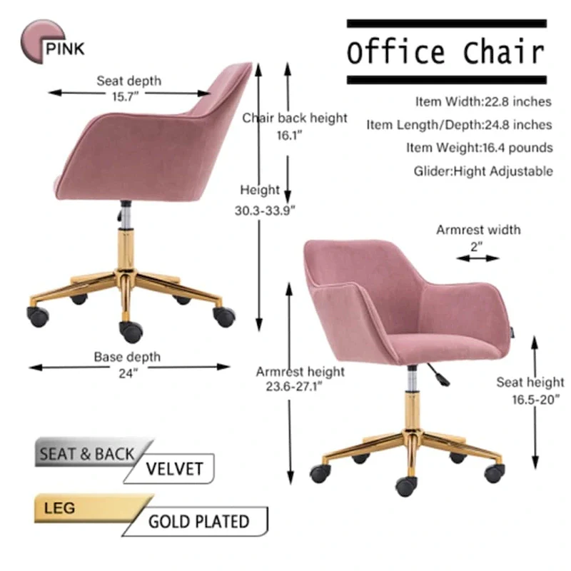 Home Office Chair With Gold Metal Legs