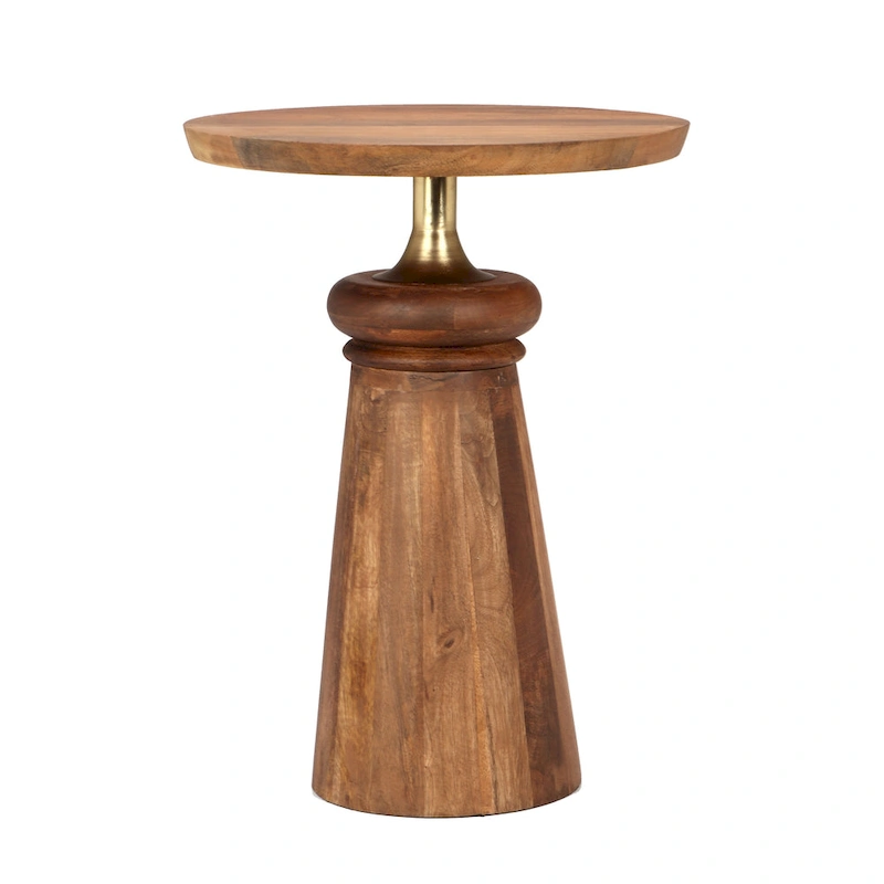 Christopher Knight Home Mango Wood and Metal Pedestal End Table