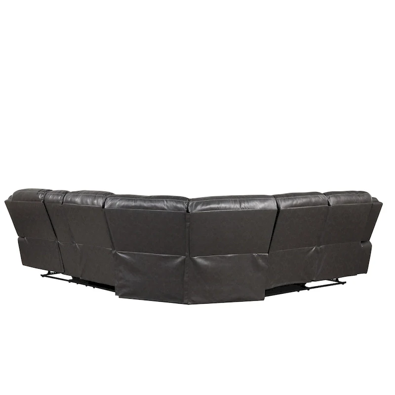 Transitional Faux Leather Reclining Sectional Sofa