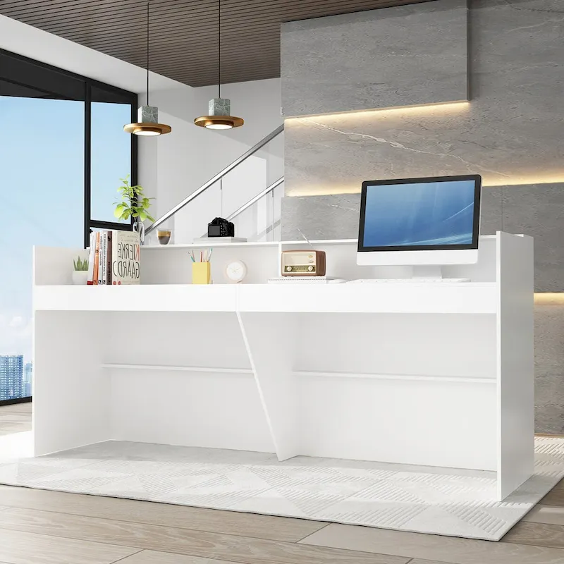 Reception Desk with Counter, Modern Front Desk Reception Room Table