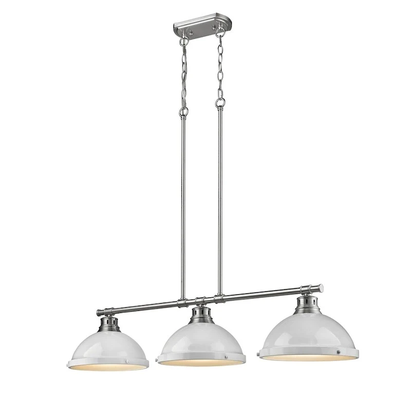 Golden Lighting Duncan White Pewter 3-light Linear Pendant
