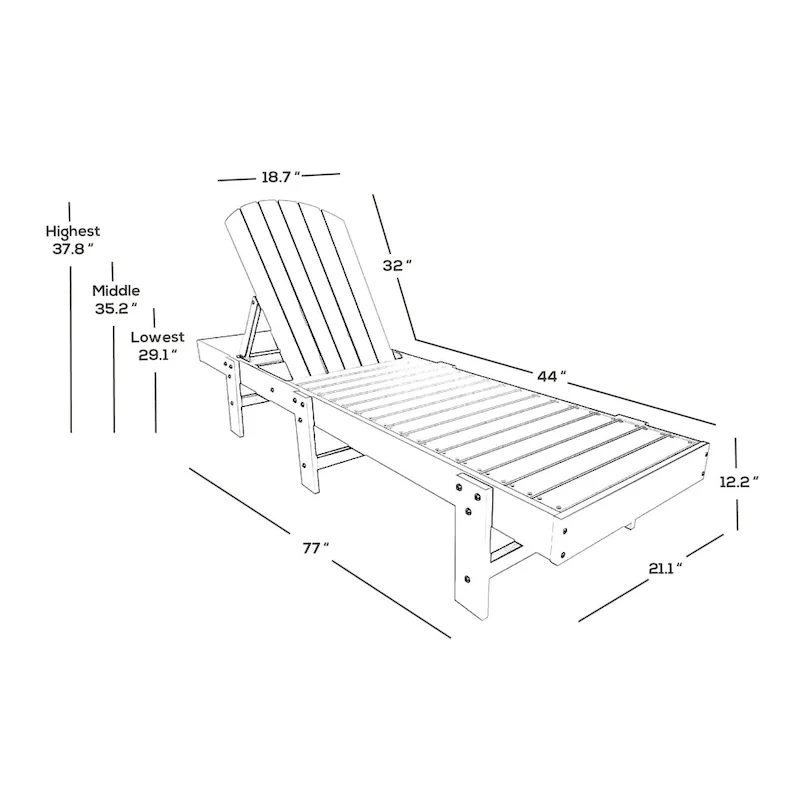 Polytrends Altura Armless Poly Eco-Friendly All Weather Reclining Chaise Lounge (Set of 2)