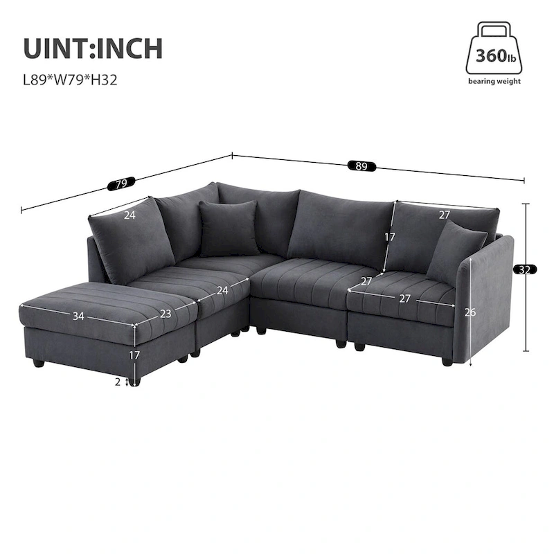 Modern Sectional Sofa with Vertical Stripes