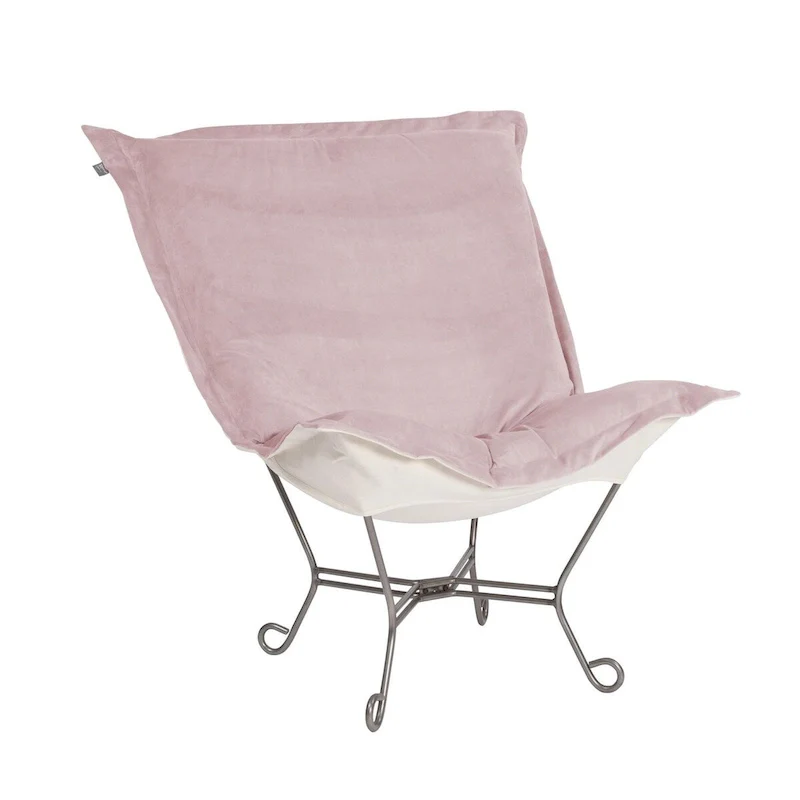 Allan Andrews Scroll Puff Chair with Titanium Frame, Bella Collection