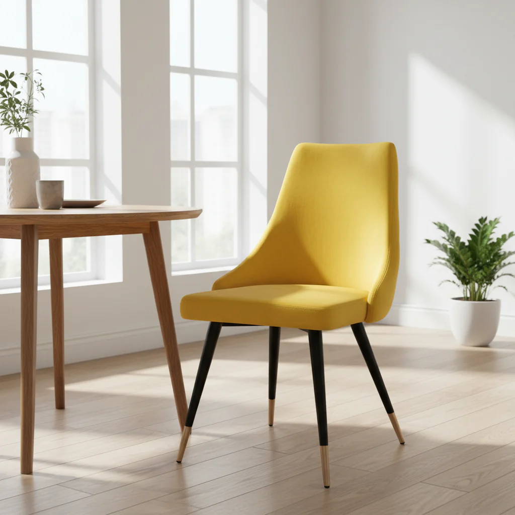Set of 2 Tufted Velvet Back Dining Chairs with Black Legs - 20.5 x 24.6 x 34.8