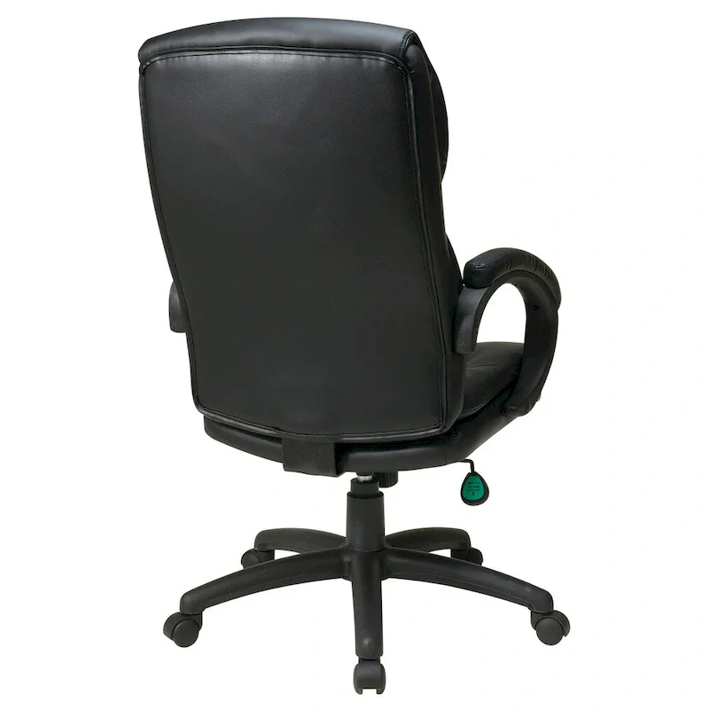 High-Back Black Bonded Leather Executive Office Chair with Padded Arms