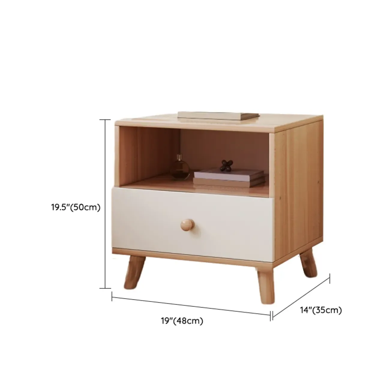 Modern Wooden Bedside Table with Dual Drawers