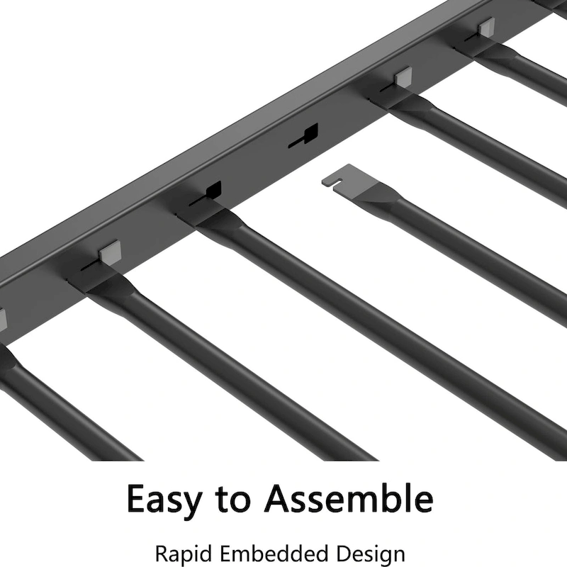 Sturdy Twin over Full Bunk Bed Metal Black for Kids and Adult Low Profile Twin over Full Bunk Bed with Ladder and Guardrails