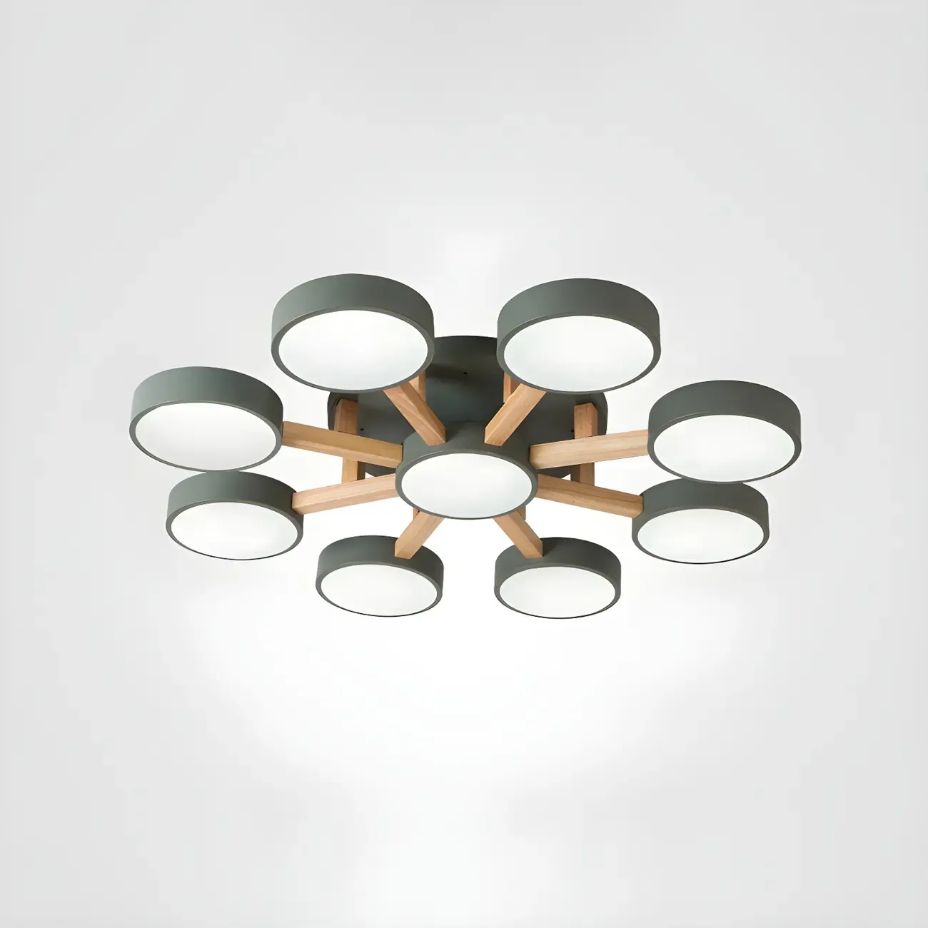 Green Drum Shade Semi Flush Ceiling Light 3-Gear Dimming