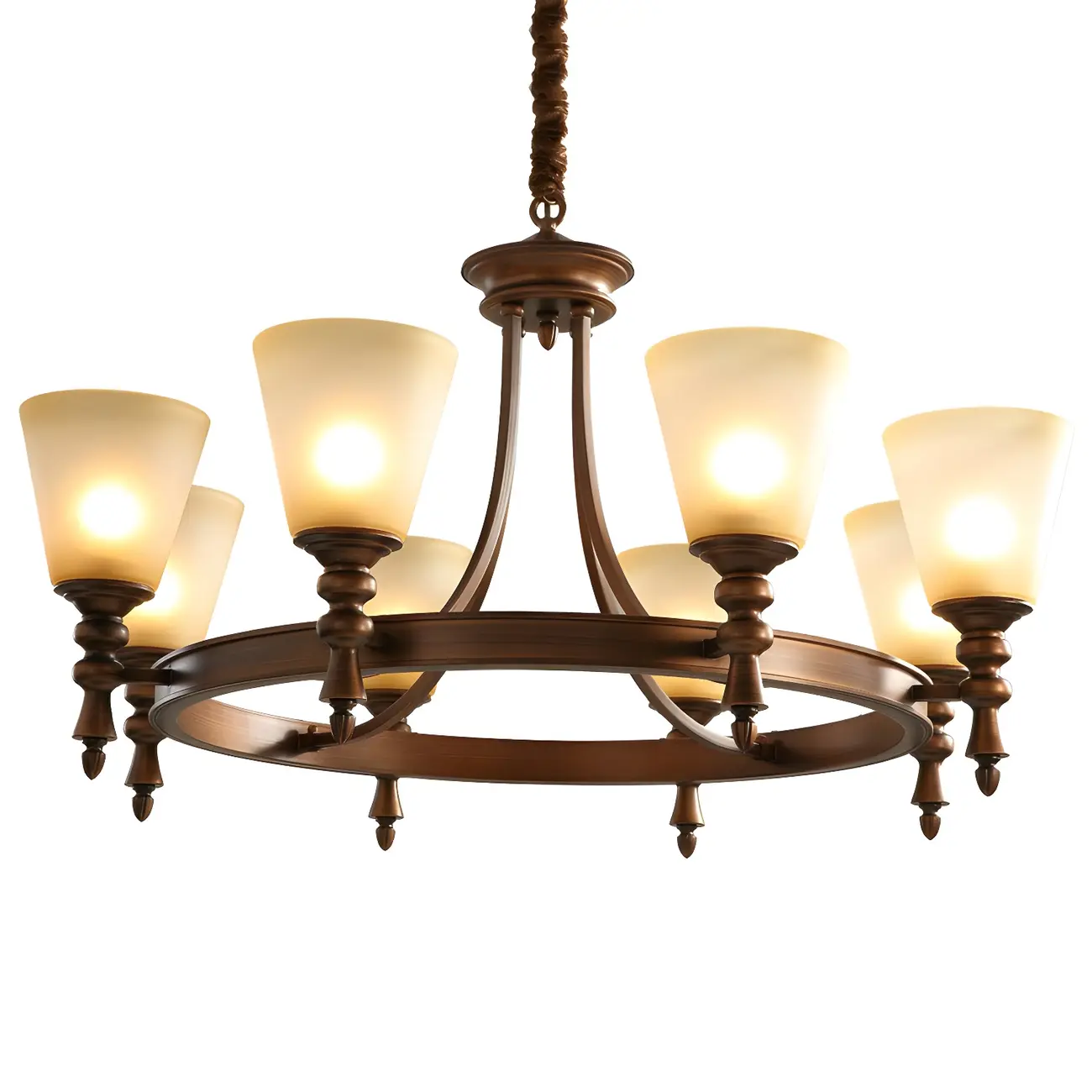 Coffee Beige Frosted Up Shade Classic Chandelier