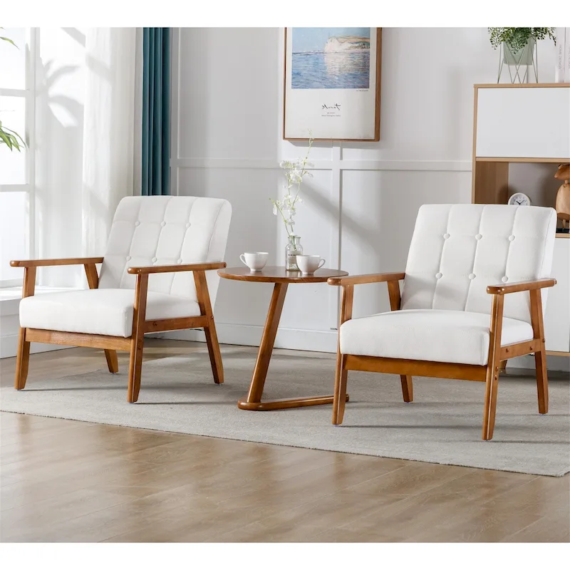 Mid Century Modern Accent Chairs Set of 2 with Side Table