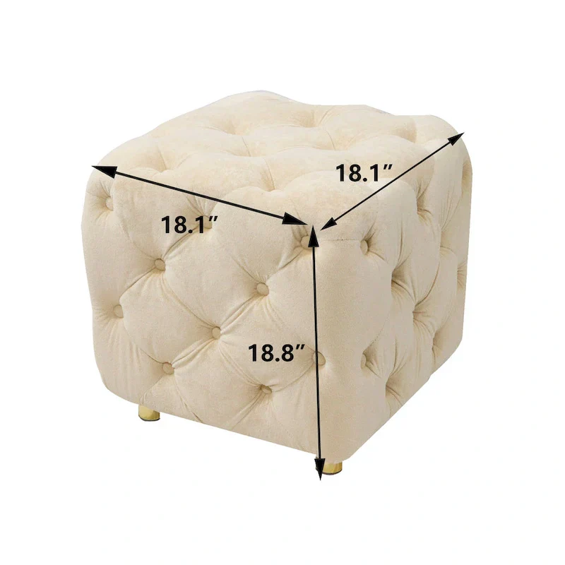 Modern Velvet Upholstered Square Tufted Ottoman by GDFStudio