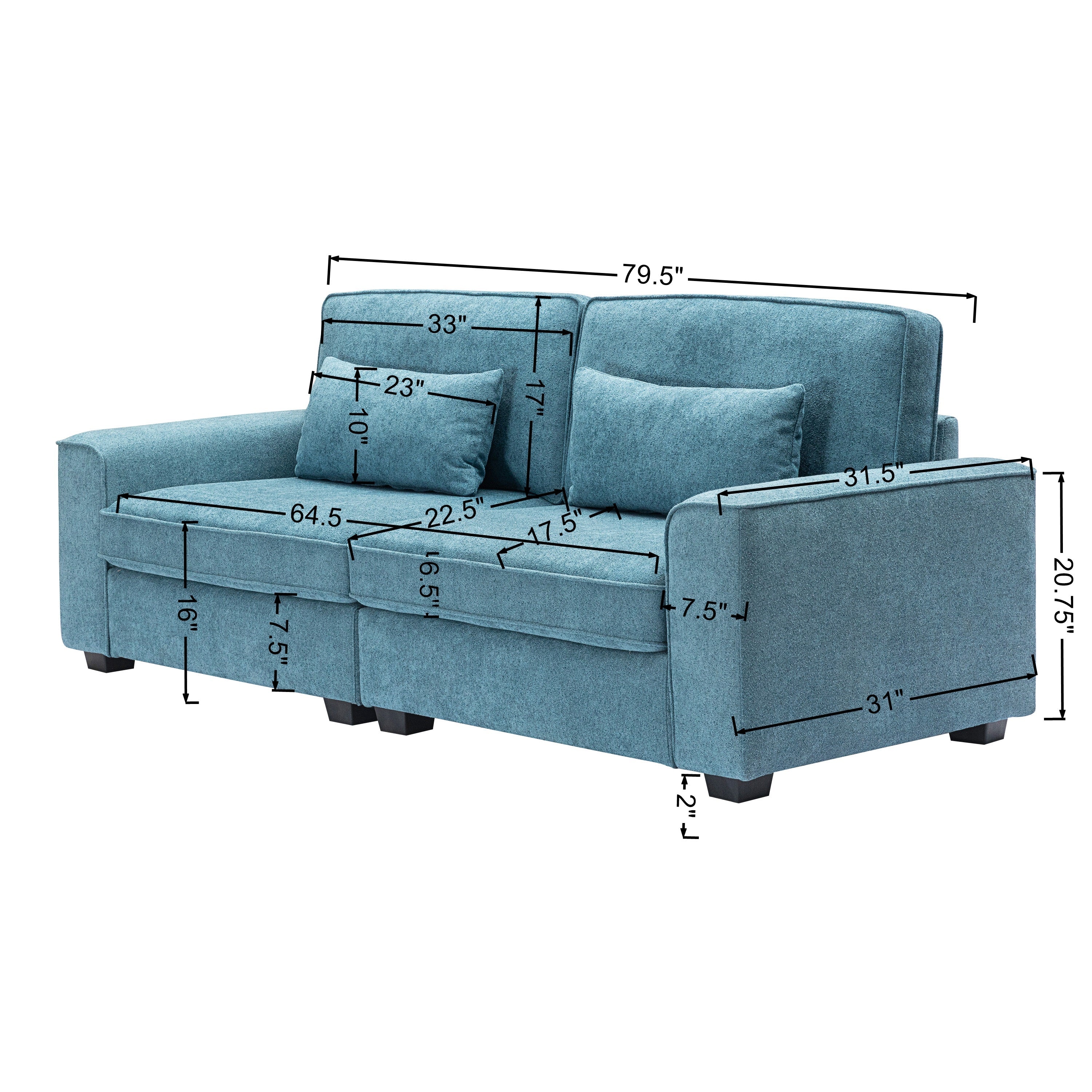Modern Upholstered Loveseat Sofa with Plush Cushions