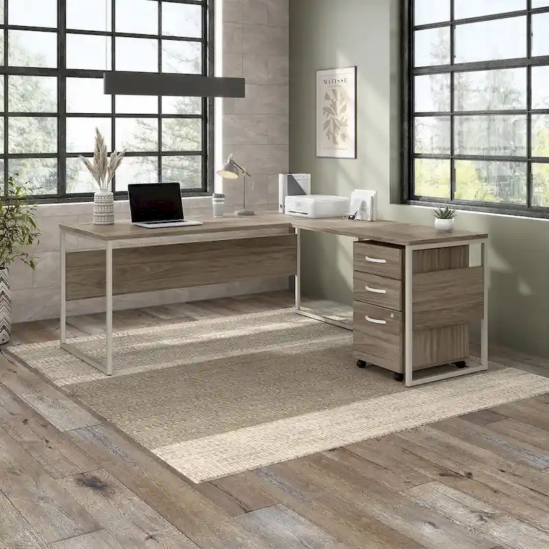 72-Inch L-Shaped Office Desk with Drawers, Corner Computer Workstation for Home Office