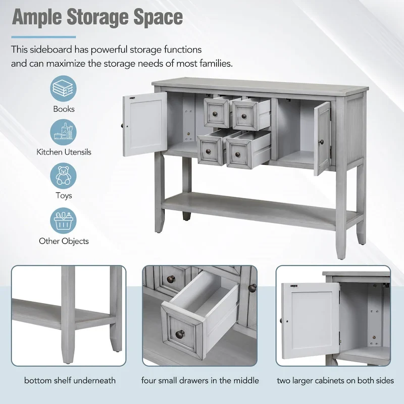 Buffet Sideboard Console Table with Bottom Shelf