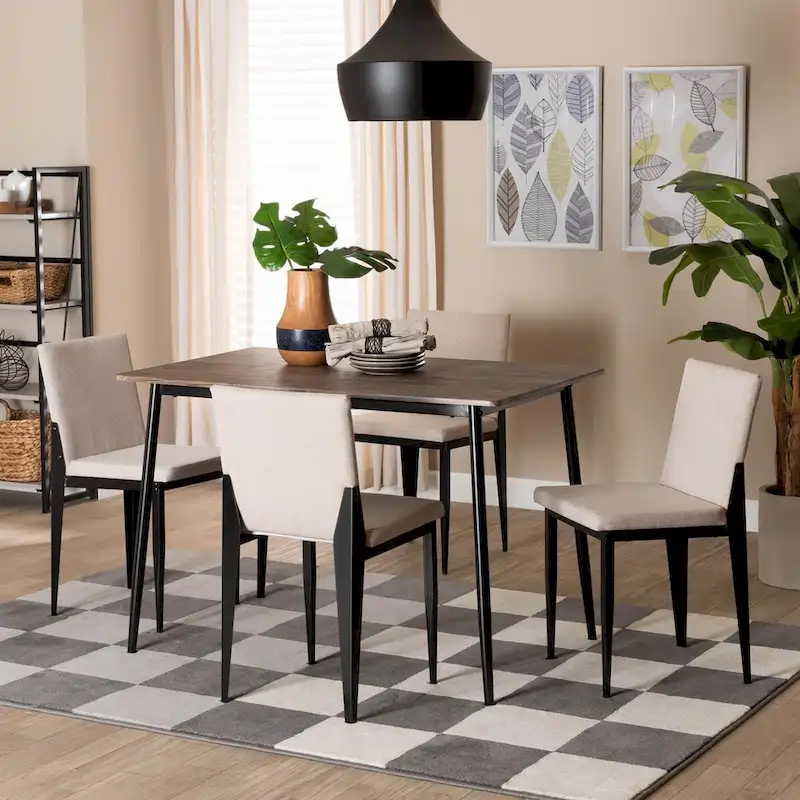 Bishop Industrial Fabric and Metal 5-Piece Dining Set