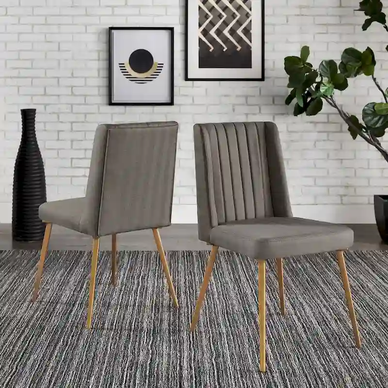 Gold Finish Fabric Dining Chair (Set of 2)