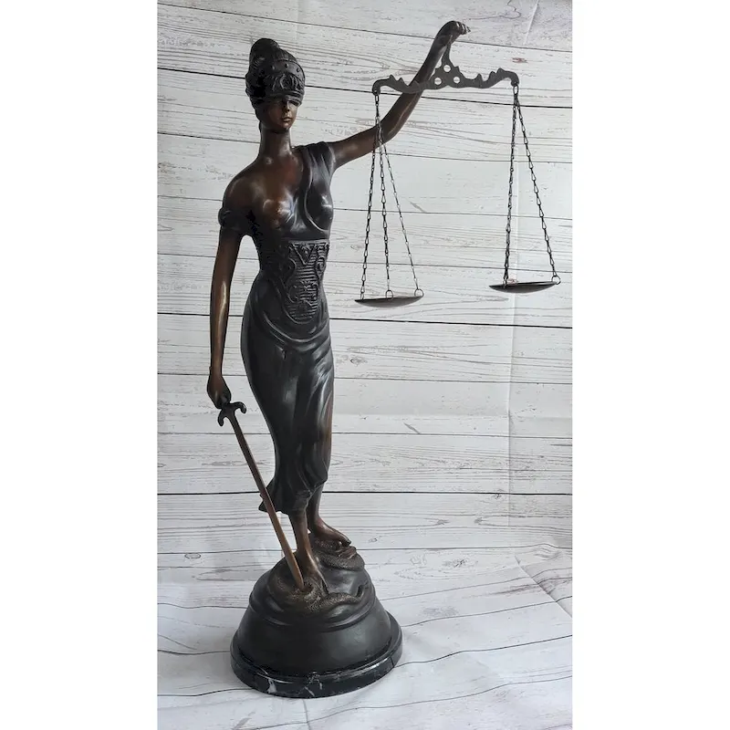 Lady Justice Bronze Sculpture Lawyer Statue Figurine Office Decor 32 Inches X 19 Inches